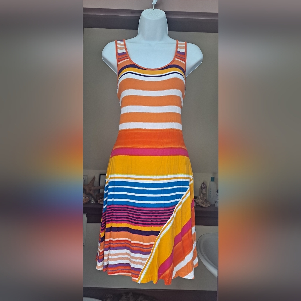 Bright Blue Orange NWOT Calvin Klein Bodycon Tank Dress Tank Dress 8